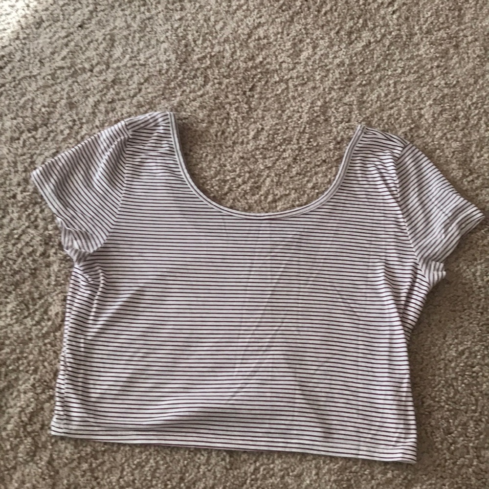 American Eagle, short-sleeve Striped Crop-Top